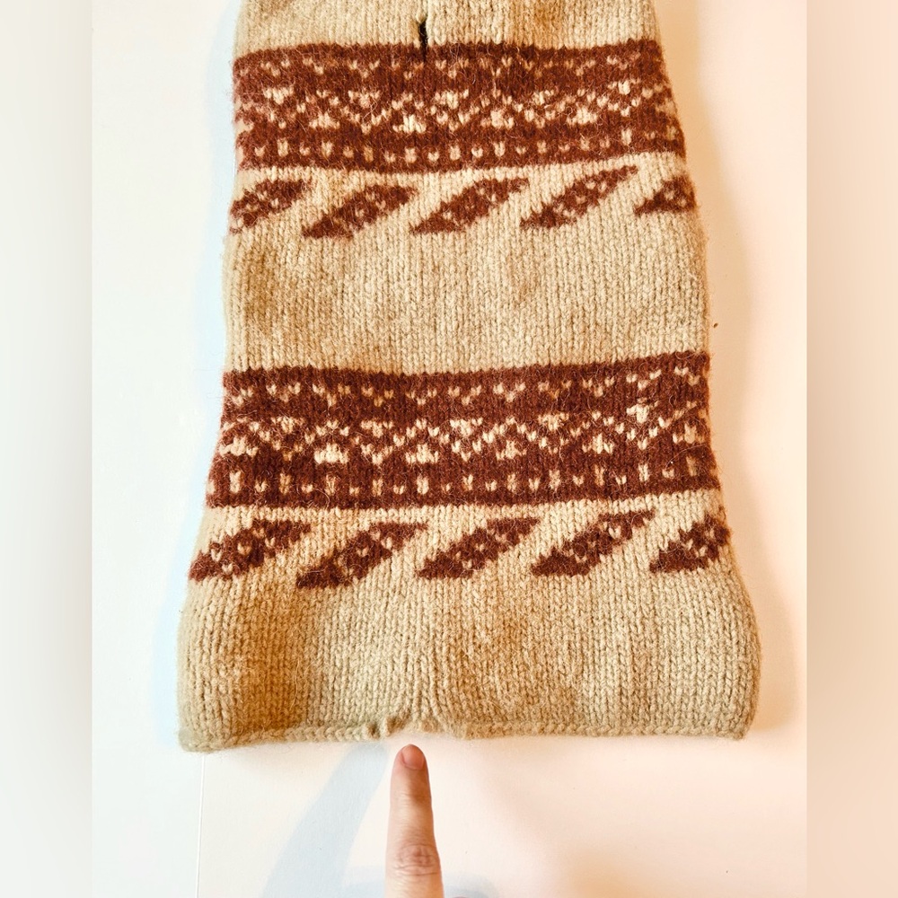 Small Chilly Dog Tan and Warm Brown Fair Isle Dog Sweater, 100% Wool - Picture 3 of 6